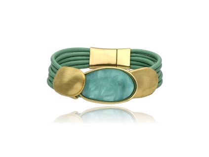 Vrstvený kožený náramek v zeleném tónu 1