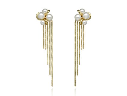 Dlouhé náušnice s perlami shell v jemném pohybu 1