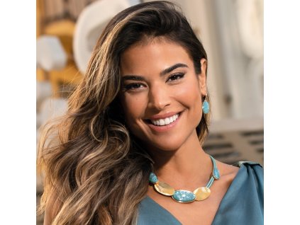 Výrazný náhrdelník s oválným designem a přirozenou kresbou 2