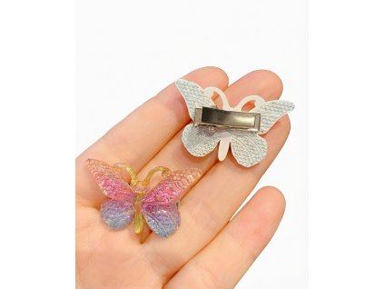 Dětské sponky do vlasů Motýlci s barevným přechodem – sada 5 kusů