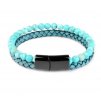 39189 pansky kozeny naramek s prirodnim kamenem tyrkys
