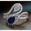 Prsten se zirkony Modrá Kapka (Velikost prstenu 62mm)