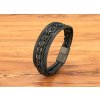 41196 vicevrstvy kozeny naramek s retezem cerny