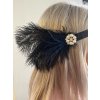 Čelenka do vlasů s kamínky a peřím ve Vintage stylu - černá/modrá
