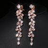 Dámské elegantní náušnice klipsy Long Crystal - pozlacené