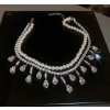 Dvouvrstvý choker náhrdelník s perlami - postříbřený