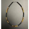 Pánský náhrdelník z kamenných korálků - tygří oko