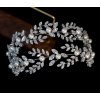 Slavnostní čelenka do vlasů se zirkony a perlami Pearl Leaves - stříbrná