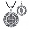 Vikingský náhrdelník Severský kompas "Vegvísir" s runami - Stříbro 925