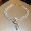 Choker perlový náhrdelník s krystalovým Květem