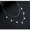 Jemný dvojitý náhrdelník s přívěsky perliček a koleček - Stříbro 925