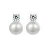 Perlové náušnice s Moissanitem 0,1ct - Stříbro 925