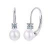Uzavřené náušnice se sladkovodní perlou a Moissanitem 0,1ct - Stříbro 925