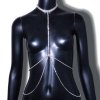 Sexy štrasový choker s ozdobnými řetízky na hrudník