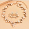 Pozlacená 2-dílná souprava s bílými perlami a krystaly