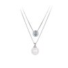 Dvojitý náhrdelník s Moissanitem 0,5ct a shell perlou - Stříbro 925