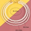 Sada 3 perlových choker náhrdelníků s bílými perlami