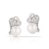 Klipsy s perlou a krystaly Preciosa z kolekce Classic Colibra stříbrné