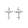 Puzetové náušnice ve tvaru kříže se zirkony - Stříbro 925