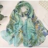 Dámský šátek s chrpami v zeleno-modrém tónu
