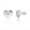 Stříbrné náušnice Srdce s bílými zirkony – šroubek