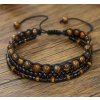 Vrstvený pánský náramek s přírodními korálky v hnědočerné barvě