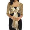 Večerní slavnostní třpytivá zlatá šála přes ramena – elegantní dámský doplněk
