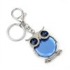 Stříbrná klíčenka Sova s modrými krystaly – přívěsek na klíče i kabelku