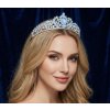 Elegantní stříbrná tiára s modrým opálem ve tvaru větviček