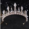 Elegantní perlová tiára s čirými krystaly ve zlaté barvě