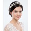 Ručně vyráběná svatební čelenka s perlami a krystaly – stříbrná / zlatá
