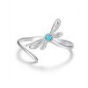 Stříbrný nastavitelný prsten vážka s tyrkysovým kamenem - Stříbro 925