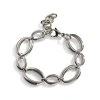 Náramek z nerezové oceli s výraznými oválnými články ve stříbrném tónu – nastavitelný