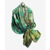 Lehký dámský šátek s motivem ptáčků ve smaragdových tónech