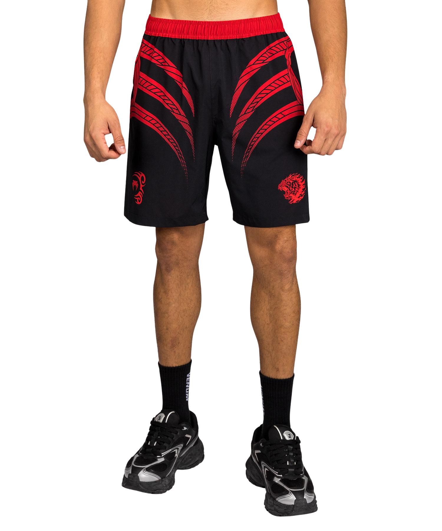 Venum x Mike Tyson Tiger Training Shorts - Deep Black/Intense Red Velikost: M