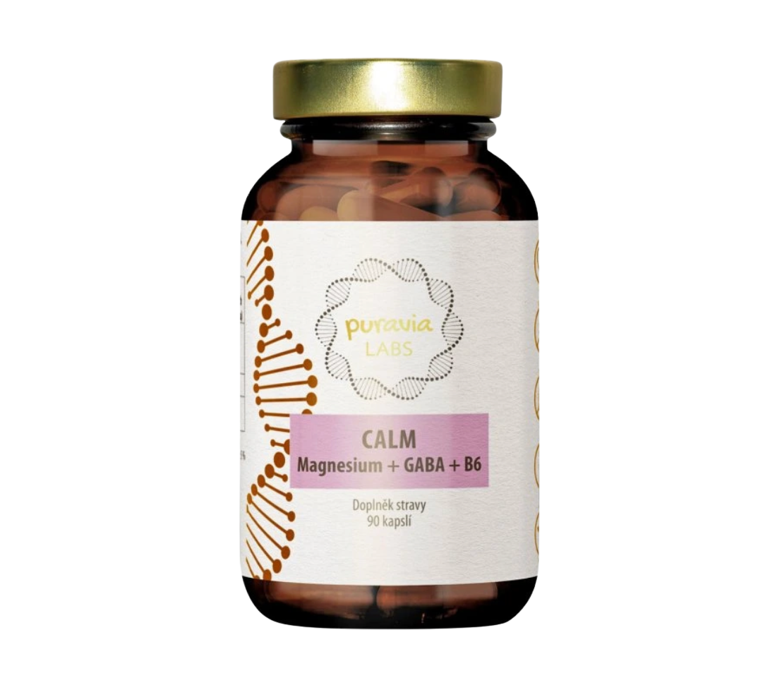 Puravia LABS CALM Magnesium + GABA + B6, 90 kapslí