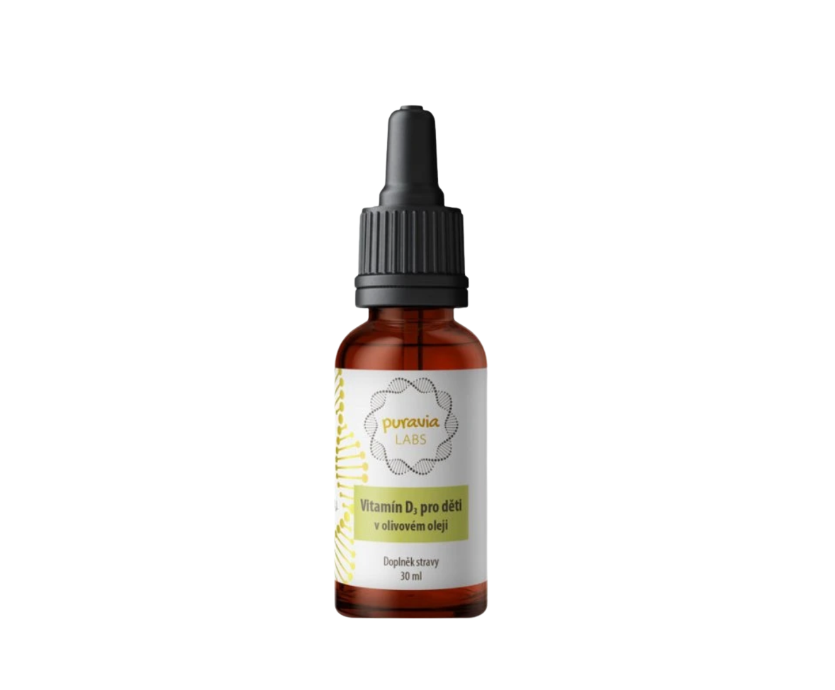 Puravia LABS Vitamín D3 pro děti v olivovém oleji, 30 ml