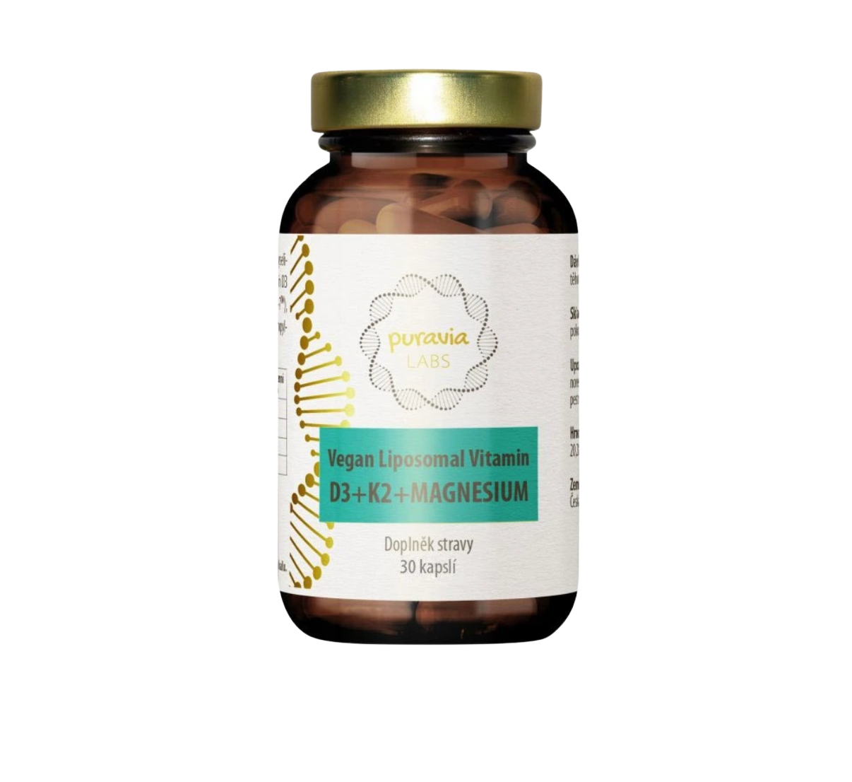 Puravia LABS Liposomální vitamín D3 + K2 + Magnesium VEGAN, 30 kapslí