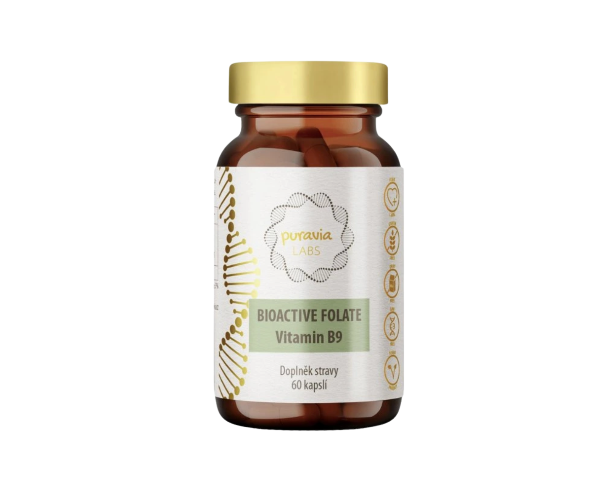 Puravia LABS Bioaktivní folát - kyselina listová, 60 kapslí