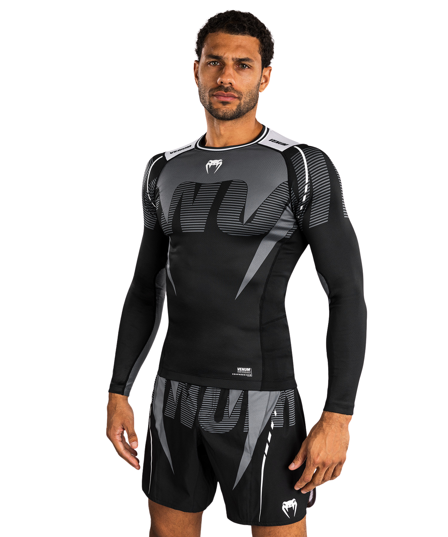 Venum Adrenaline Long Sleeve Rashguard - Black/Silver Grey Velikost: S