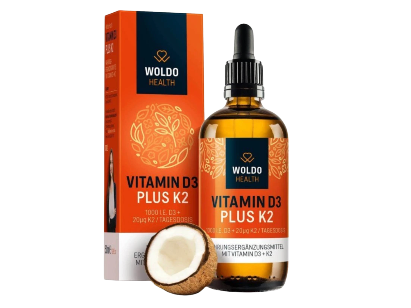 WoldoHealth Vitamíny D3 + K2 v MCT, 50ml