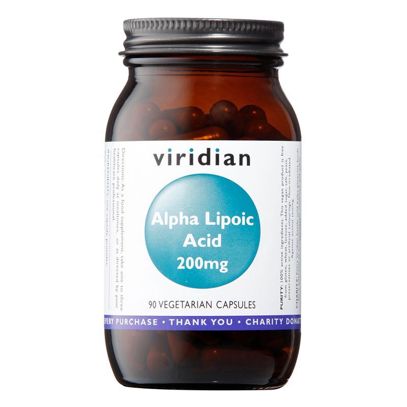 Viridian Nutrition Alpha Lipoic Acid 200mg 90 kapslí (Kyselina alfa lipoová - ALA)