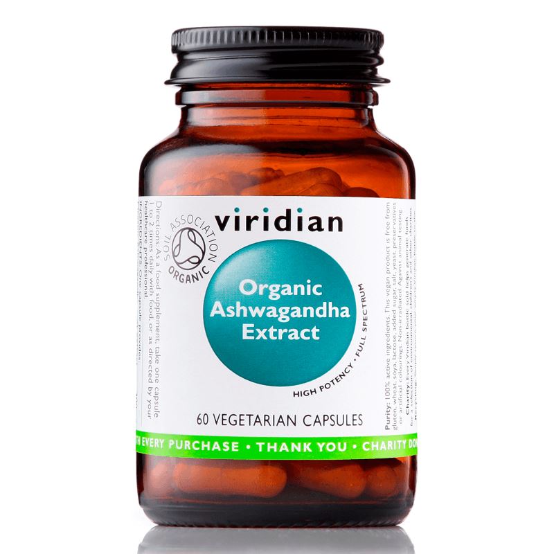 Viridian Nutrition Ashwagandha Extract 60 kapslí Organic (Indický ženšen KSM-66)