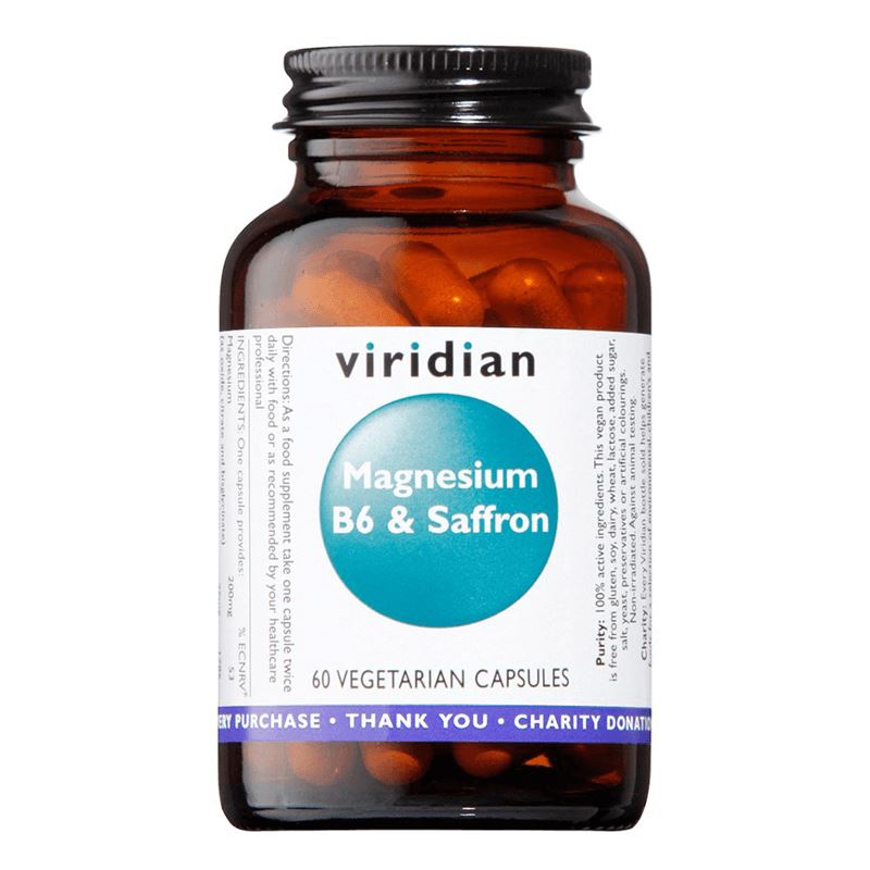 Viridian Nutrition Magnesium B6 & Saffron 60 kapslí (Hořčík, vitamín B6 a šafrán)