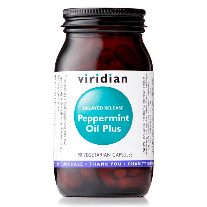 Viridian Nutrition Peppermint Oil Plus 90 kapslí (List máty peprné, kořen zázvoru, kmínové semínko)