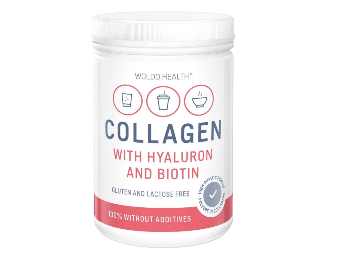 WoldoHealth Kolagen s kyselinou hyaluronovou, 500g