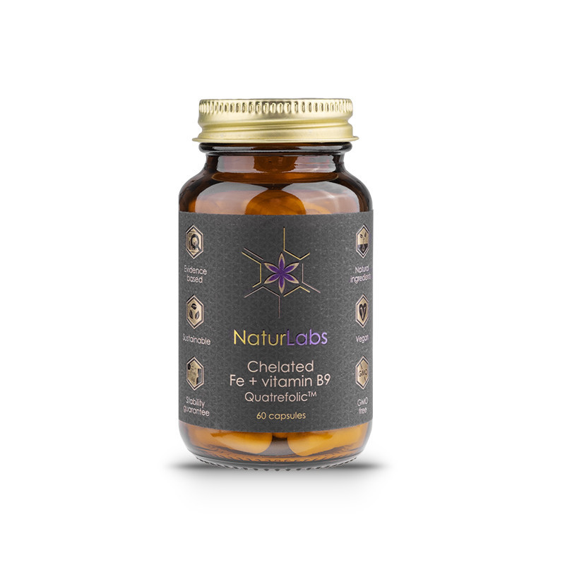 NaturLabs Železo chelátové + Vitamín B9, 60 kapslí