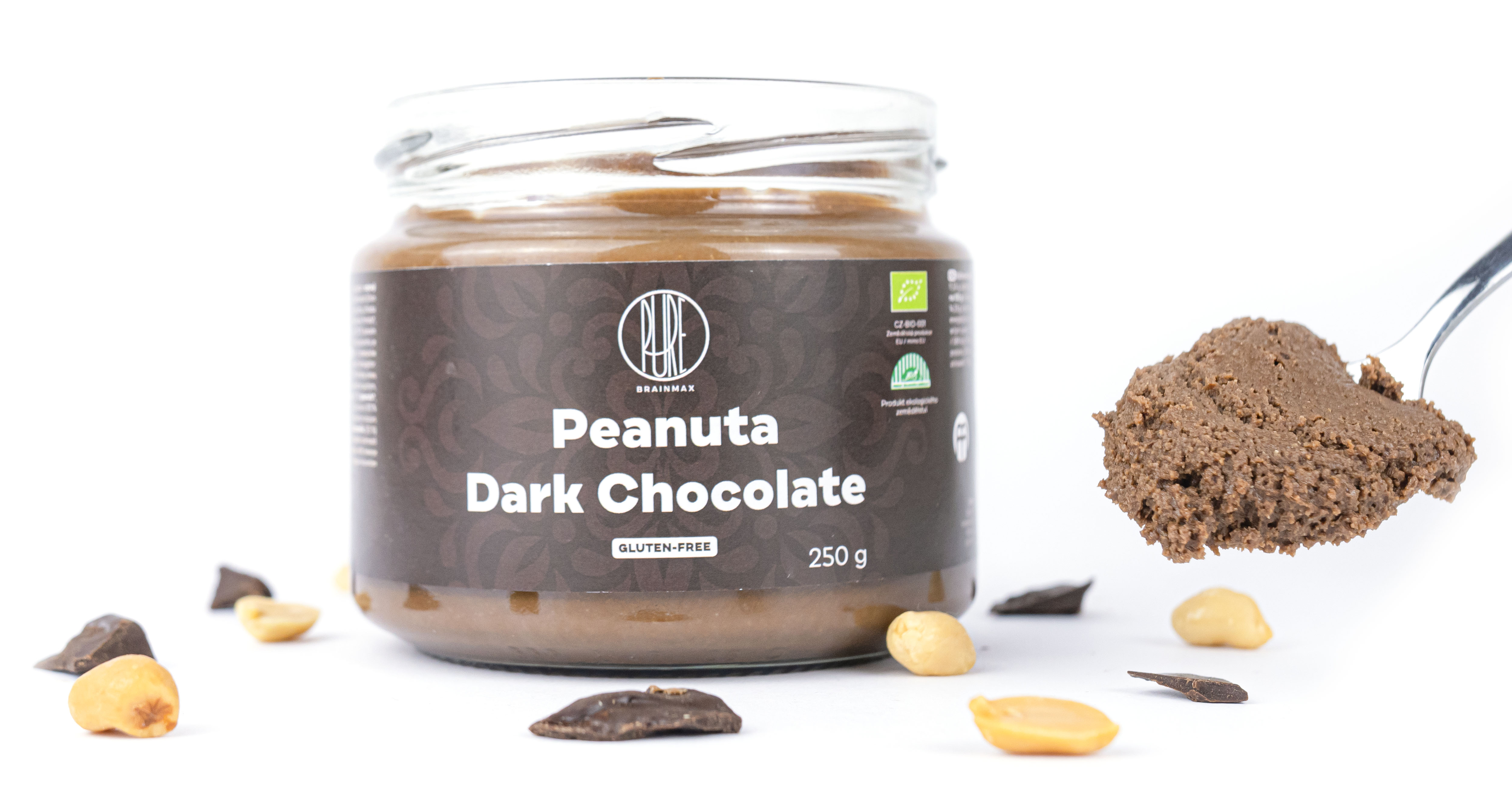 BrainMax Pure Peanuta, Arašídový krém s hořkou čokoládou, 250 g