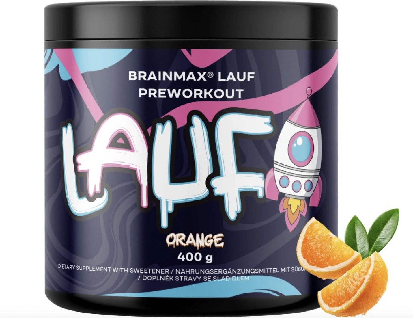 BrainMax Lauf Pre-workout STIM, 400 g Příchuť: Červený pomeranč