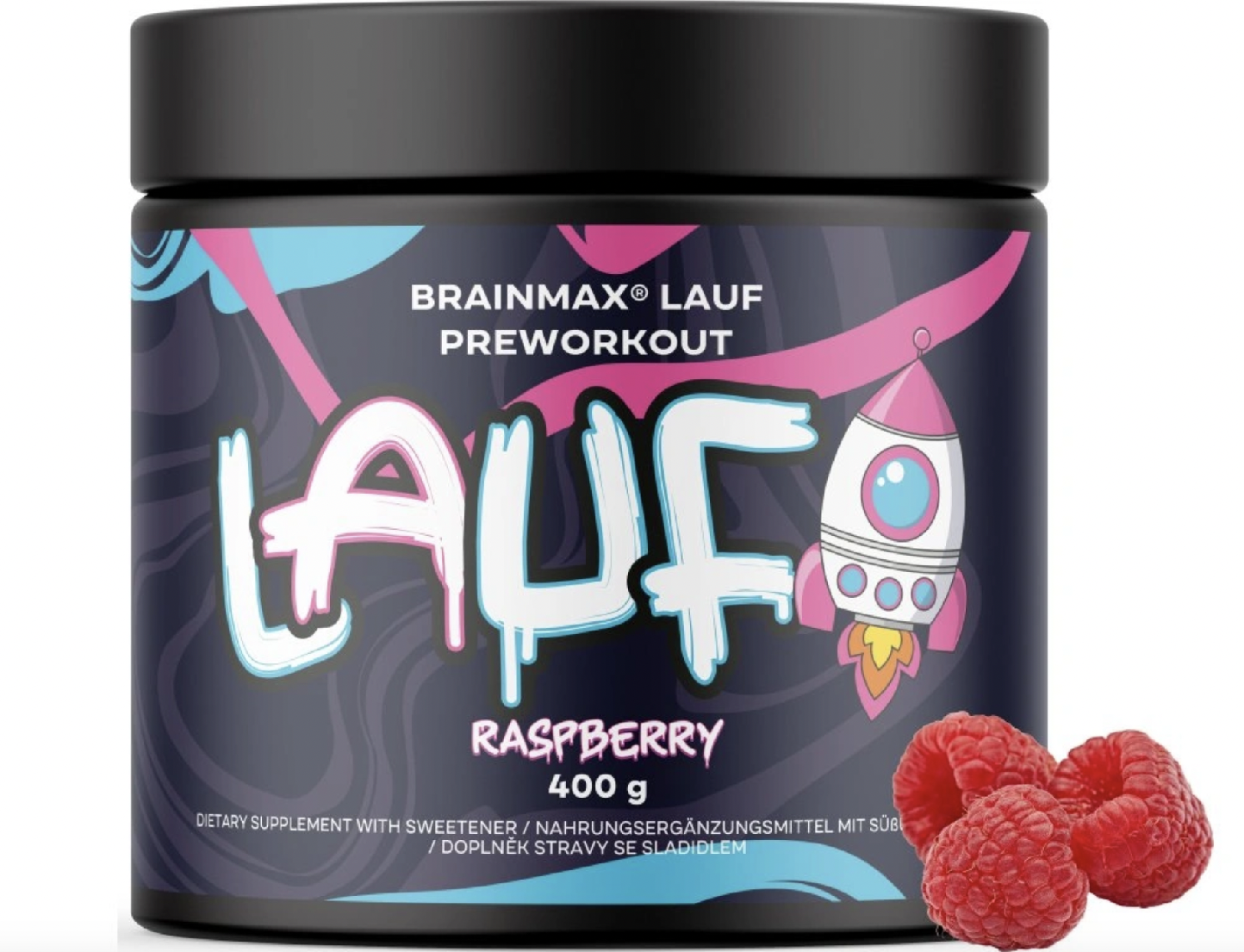 BrainMax Lauf Pre-workout STIM, 400 g Příchuť: Malina